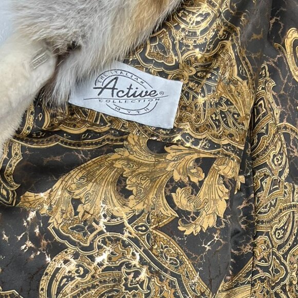 Elegant SHEARED MINK fur coat luxe collar off-white ivory Women Medium 42" 1453 - Picture 4 of 5